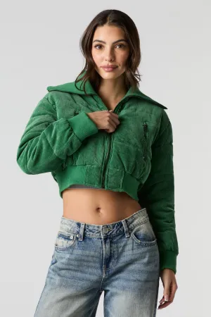 Blouson bouffant court en velours côtelé