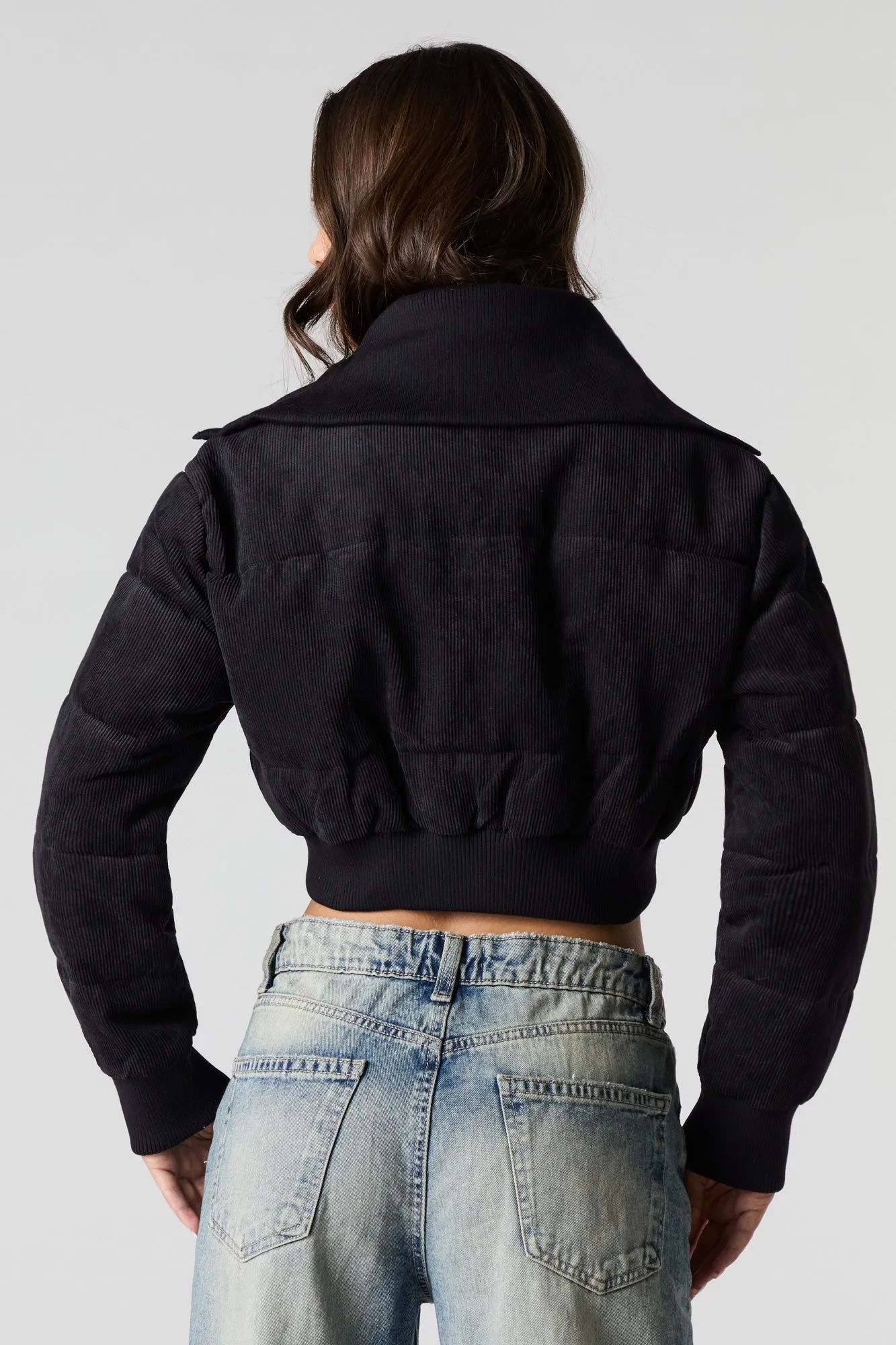 Blouson bouffant court en velours côtelé