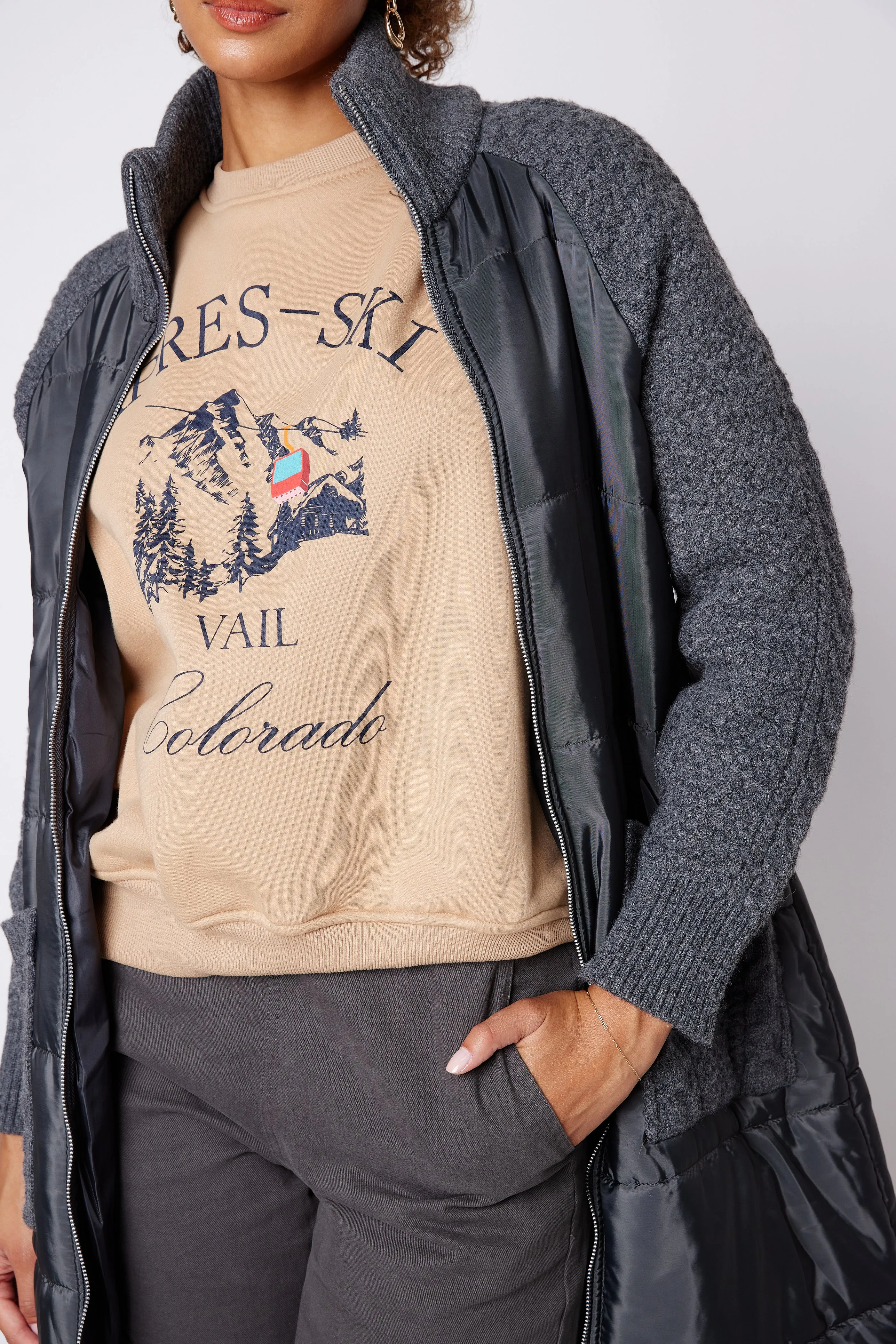 Bruce Puffer Knit Mixed Media Coat