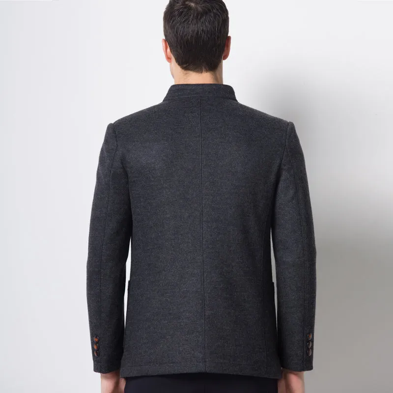 Men Cool Autumn Stand Trench Wool Jackets Male Gentlemen Jacket Business Blaser