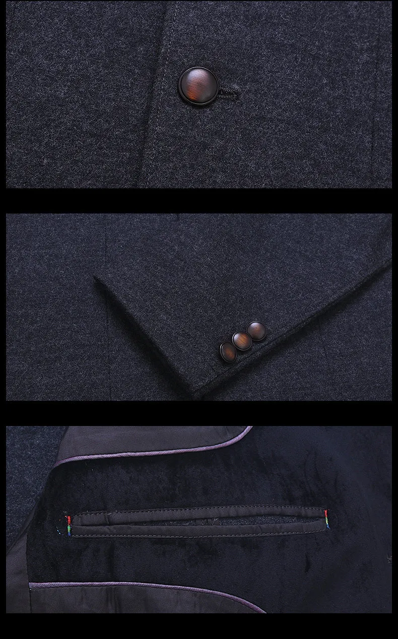 Men Cool Autumn Stand Trench Wool Jackets Male Gentlemen Jacket Business Blaser