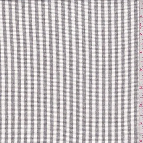White/Sterling Stripe Rib Knit Fabric