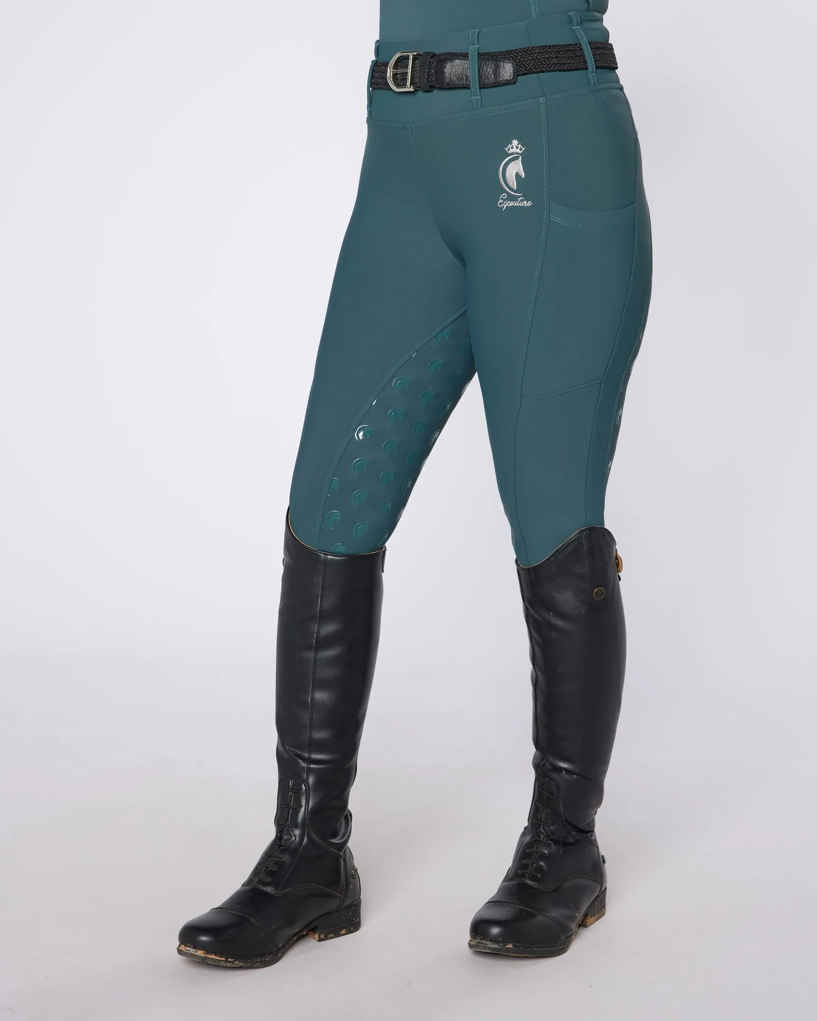 WINTER Thermal Emerald Riding Leggings / Tights with Phone Pockets - WATER RESISTANT