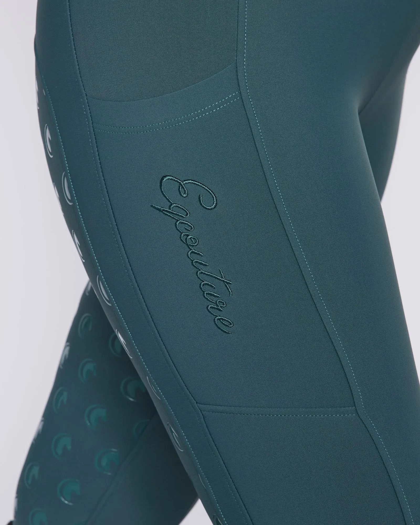 WINTER Thermal Emerald Riding Leggings / Tights with Phone Pockets - WATER RESISTANT