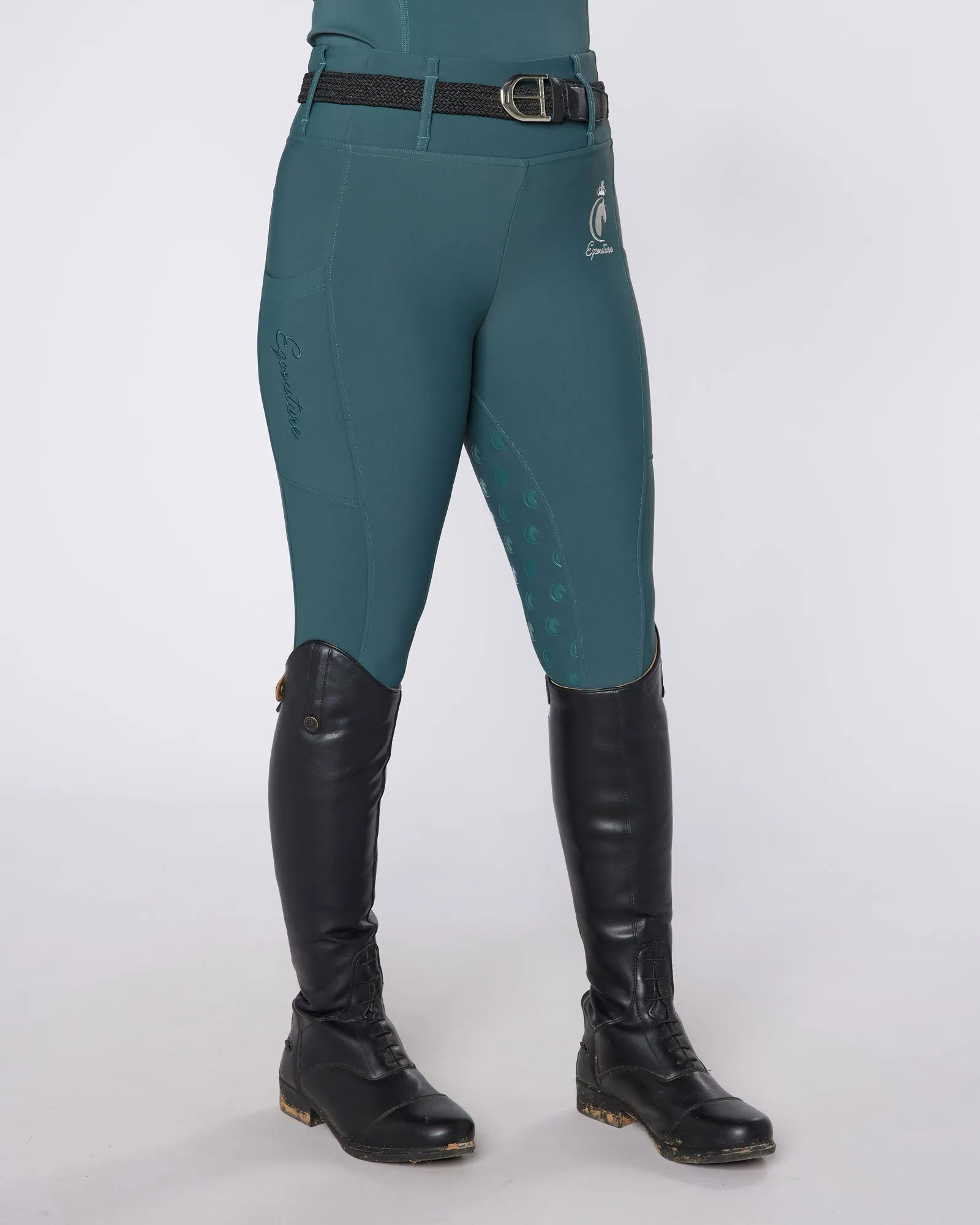 WINTER Thermal Emerald Riding Leggings / Tights with Phone Pockets - WATER RESISTANT