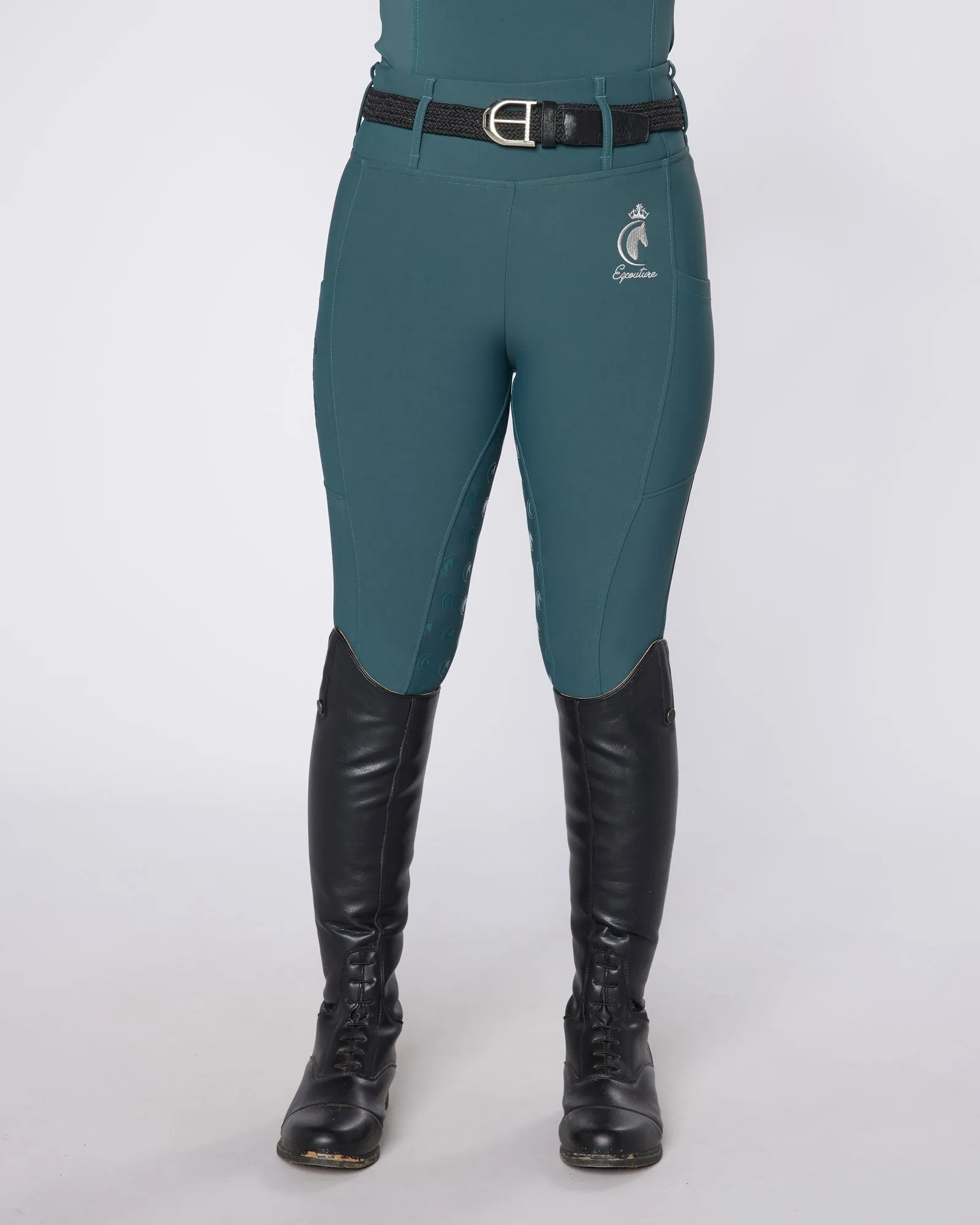WINTER Thermal Emerald Riding Leggings / Tights with Phone Pockets - WATER RESISTANT